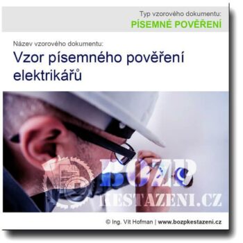 Vzor písemného pověření elektrikářů