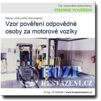 Vzor pověření osoby odpovědné za motorové vozíky