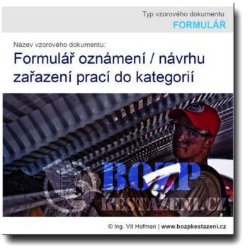 Formulář kategorizace prací