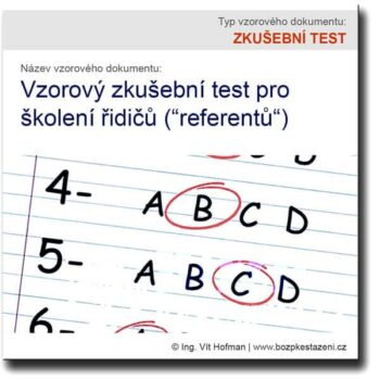 Vzor zkušebního testu pro školení řidičů