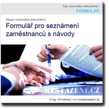 Formulář pro seznámení zaměstnanců s návody k obsluze