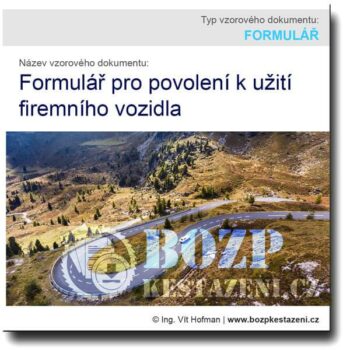 Formulář pro povolení k užití vozidla