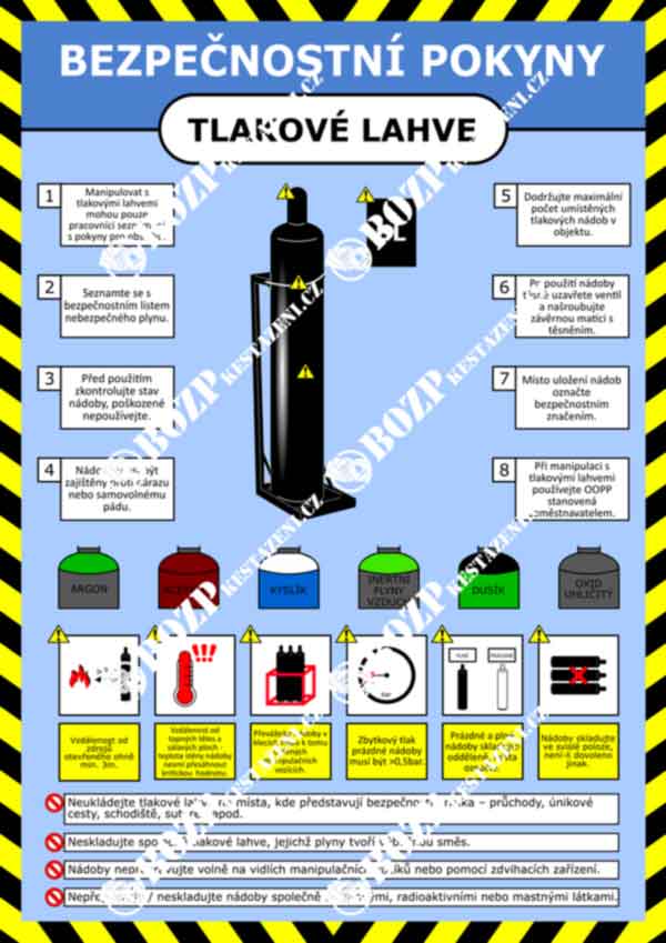 Bezpečnostní pokyny - tlakové láhve